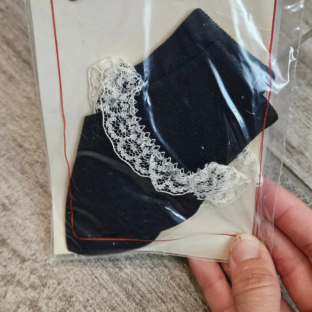 Bonnie Doon Ruffle Socks Infants XS Navy Blue Lace Vintage 1975 NEW Deadstock